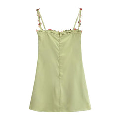 Aiertu New Fashion Women Floral Embroidery Sling Mini Sexy Dresses Summer Party Robe Aiertu