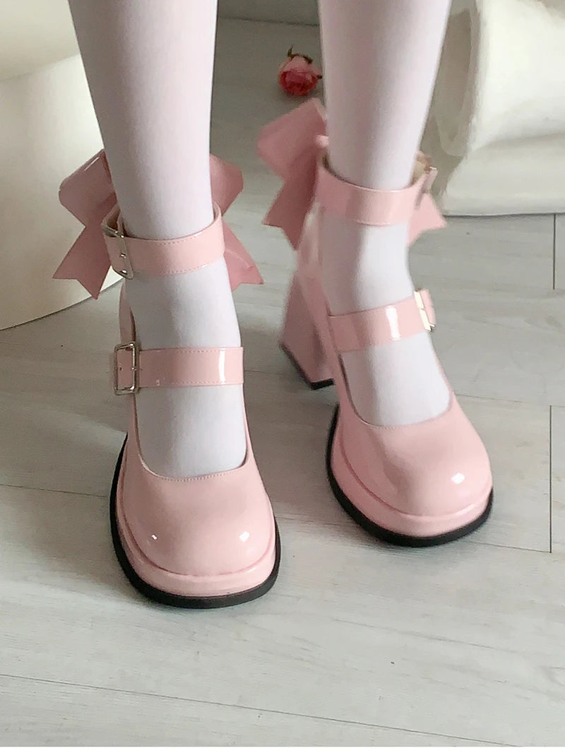Aiertu Back  to school Platform High Heel Women Mary Jane Shoes Fashion Shallow Butterfly-knot Autumn Ladies Dancing Party Prom Pumps Aiertu