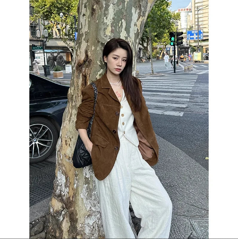 Aiertu Winter Korean Style Leather Jacket Women Casual Warm Loose Elegant Coats Female Fashion Office Lady Casual Moto Jackets Y2k Aiertu