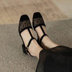 Footwear Lace Sandals for Women Clear Transparent Summer Closed Black Ladies Shoes with Medium Heels Sale Comfort Casual H Aiertu
