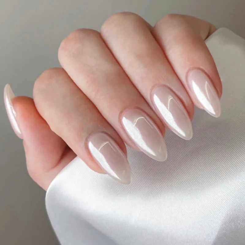 Aiertu Medium-length Acrylic Almond Fake Nails Art Cool Hottie Girl Wear False Nails Europe and USA Press on Nail Removable French Nail Aiertu