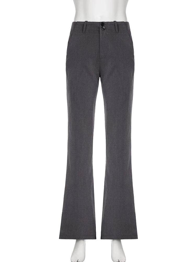 Aiertu Low Waist Wide Leg Suit Pants Women Old Money Style Korean Fashion Baggy Trousers Female Office Wear Elegant Gray Pants Aiertu