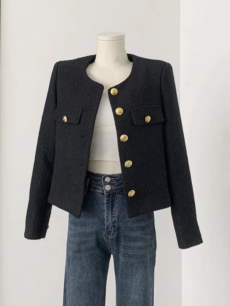 Aiertu High Quality Fashion Small Fragrance Tweed Jacket Coat Women Korean Elegant Coats 2023 New Spring French Vintage Outerwear Top Aiertu