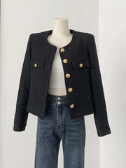 Aiertu High Quality Fashion Small Fragrance Tweed Jacket Coat Women Korean Elegant Coats 2023 New Spring French Vintage Outerwear Top Aiertu