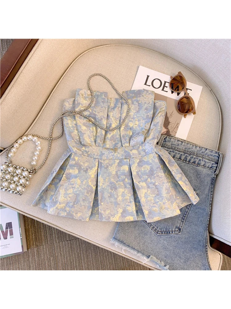 Aiertu Women Pink Crop Top Vest Y2k Sleeveless Off Shoulder Tank Tops Vintage Fashion Off Shoulder Summer Kawaii Camisole Clothes 2024 Aiertu