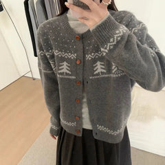 AIERTU  -  Autumn Winter New Arrival Lazy Style Casual Versatile Knitted Cardigan Women Korean Style Crew Neck Soft Sweater Coat Aiertu