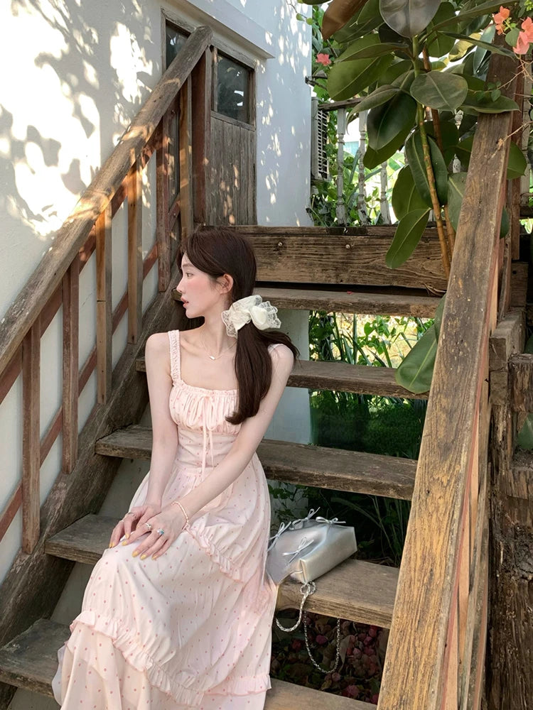 Aiertu Casual Elegant Floral Dress Women Korean Fashion Clothing Outwear Beach Style Strap Dress Even Party Sleeveless Bodycon Summer Aiertu