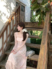 Aiertu Casual Elegant Floral Dress Women Korean Fashion Clothing Outwear Beach Style Strap Dress Even Party Sleeveless Bodycon Summer Aiertu