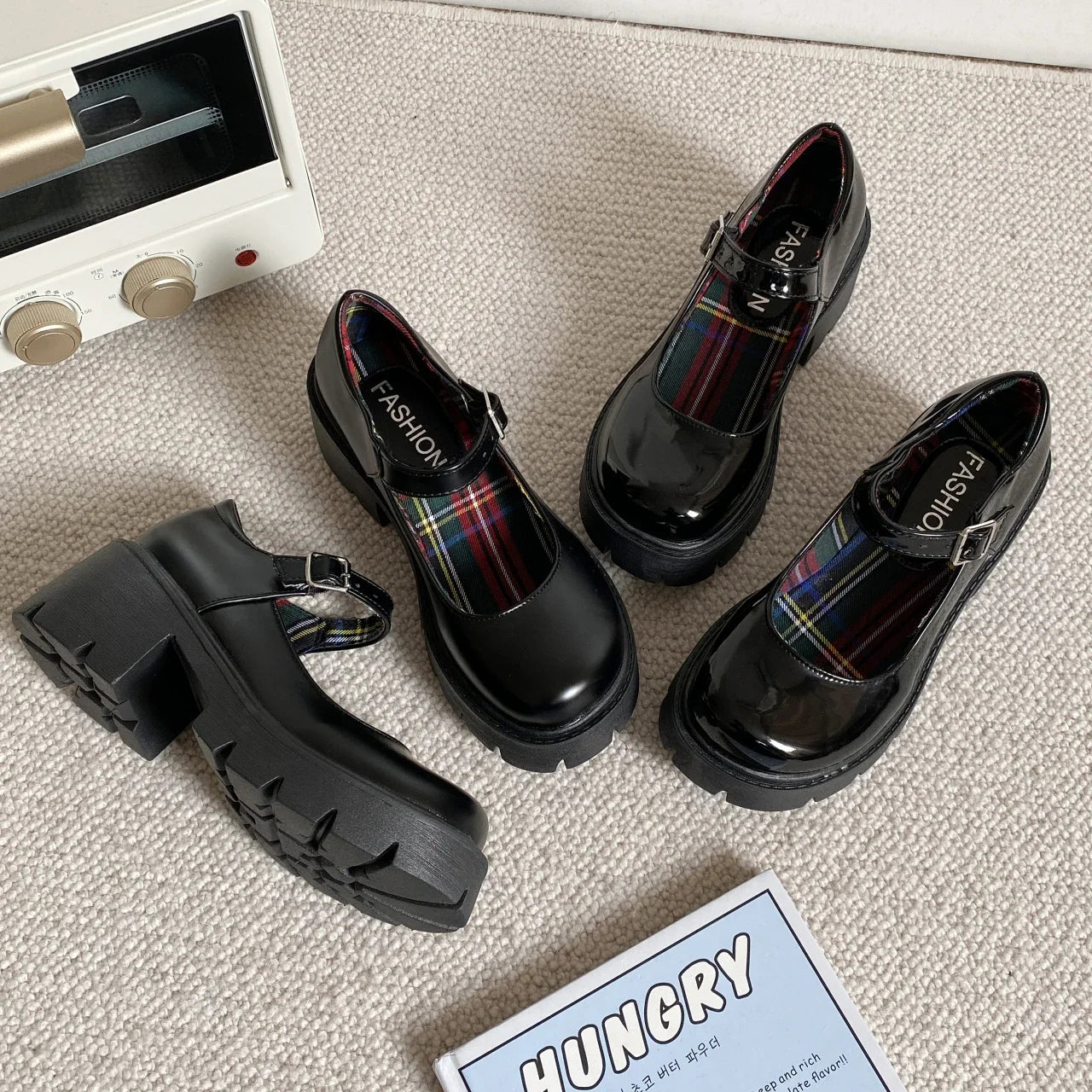 Aiertu Back  to school Spring/autumn Mid Heel Loafers Square Heel Round Toe 2024 High Quality Women's Shoes Buckle Strap Shallow Solid Fashion Pumps Aiertu