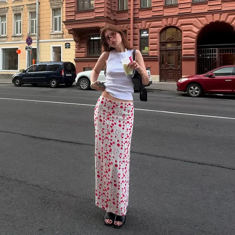AIERTU  -  Summer New Women's Clothing Flower Printing Skirt Straight Long Skirt Casual Temperament Aiertu