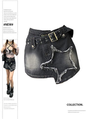 Aiertu Women Black Gothic Denim Skirts Harajuku A-Line Mini Jean Skirt Vintage Y2k Aesthetic Oversize Skirt 2000s Trashy Clothes Summer Aiertu