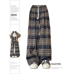 Aiertu Women's Plaid Baggy Sweatpants Harajuku Streetwear Fashion Aesthetic Pants Retro 2000s Vintage Oversize Wide Leg Trouser Clothes Aiertu