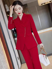 Aiertu Korean Fashion Women's Red Professional Blazer Coat New Black Long Sleeve Single Breasted Suit Jackets Female Autumn Winter Aiertu