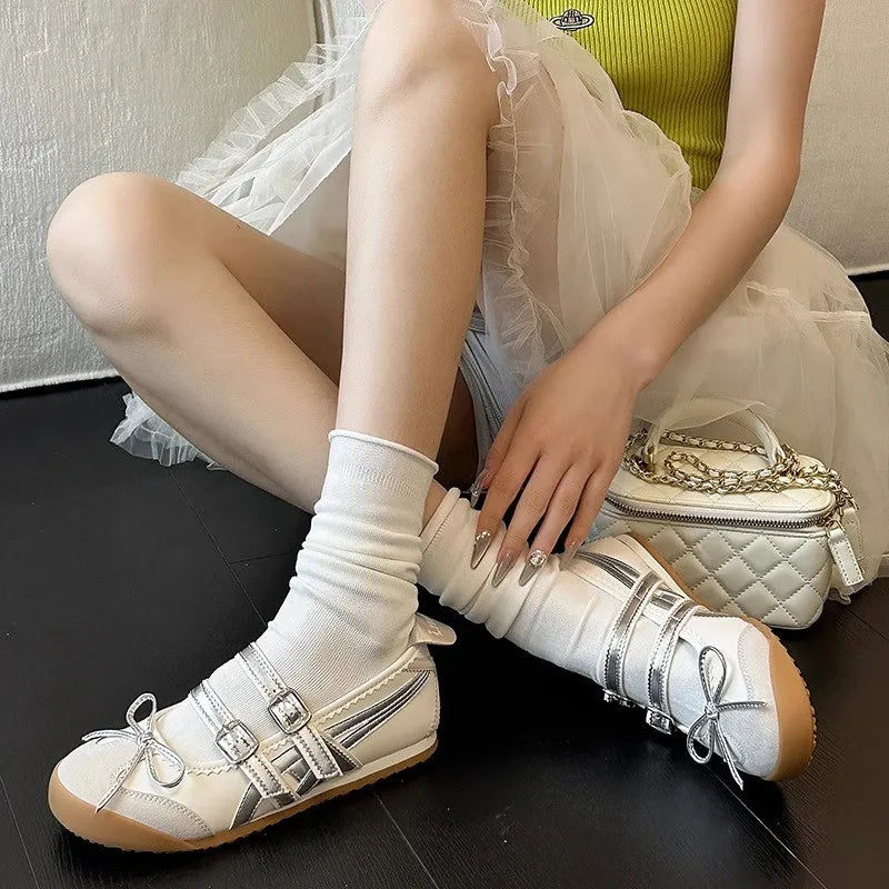 Aiertu Back  to school Women Flats Bow Ballet Dance Mary Jane Shoes Autumn Sandals Fashion New Brand Dress Designer Casual Shallow Shoes Zapatos Mujer Aiertu