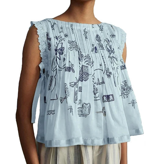 AIERTU  -  Y2k Vintage Tie Front Tops Women Sleeveless Going Out Vest Cami Embroidery Slim Fit 90s Retro Cropped Graduation Tank Tees Aiertu