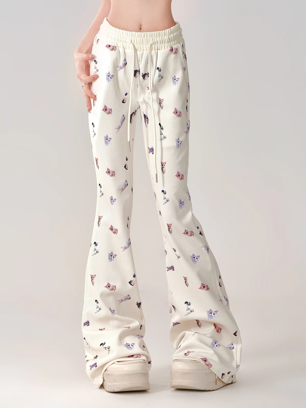 Aiertu Cat print slim casual pants Aiertu