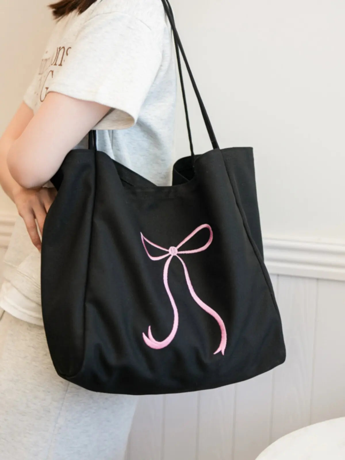 AIERTU  -  Korean Butterfly Bow Large Capacity Canvas Bag for Women New Fashionable Summer Student Class Commuting Tote Bags Aiertu