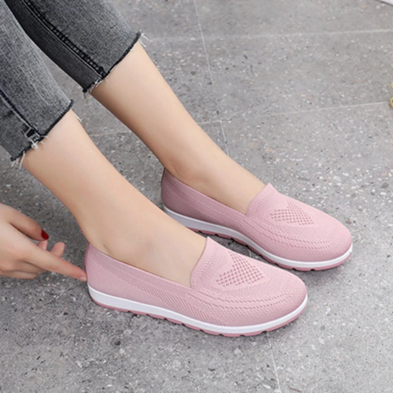 women's summer sneakers slip on flat shoes Women's Casual Loafers walking shoes Female Outdoor Mesh Soft Bottom Sports Shoes Aiertu