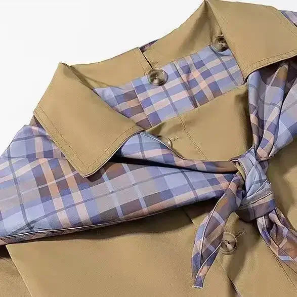 AIERTU  -  Autumn/Winter Women's Retro Plaid Double-sided Reversible Lapel Scarf Jacket Fashionable Multifunctional Embroidered Coat Aiertu
