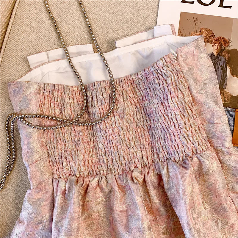 Aiertu Women Pink Crop Top Vest Y2k Sleeveless Off Shoulder Tank Tops Vintage Fashion Off Shoulder Summer Kawaii Camisole Clothes 2024 Aiertu