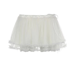 Aiertu Transparent Mesh Pleated Skirt y2k Aesthetic Lace-up Low Waist A-line Mini Skirts Fairycore Coquette Outfits Ladies Chic Aiertu