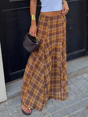 AIERTU  -  Culottes Pants High Waist Multi Button Wide Leg Cropped Trousers Solid Brown Vintage Streetwear Ladies PU Pants Aiertu