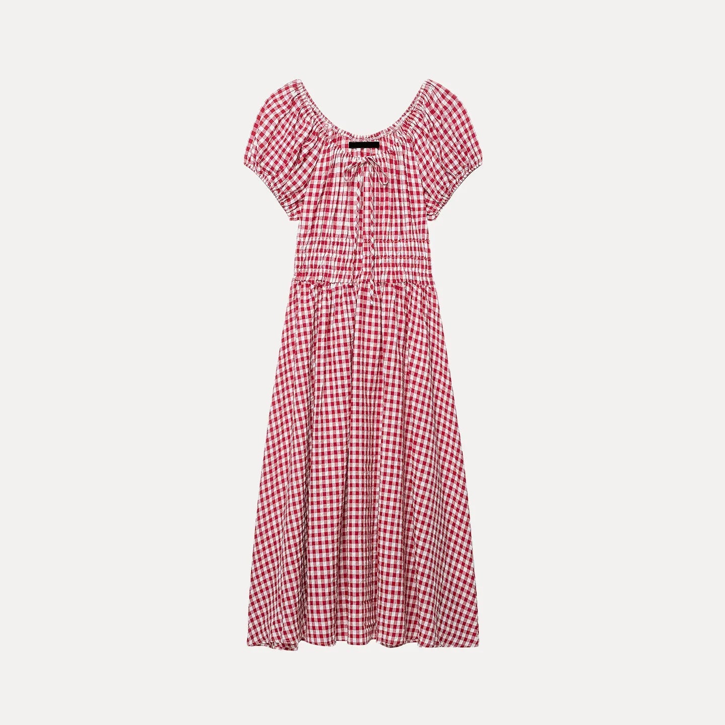 AIERTU  -  Elegant Long Bubble Sleeve Waist-Cinching Dress Women's Fashion Summer Casual Loose Fit A-Line Skirt Short Sleeve Aiertu