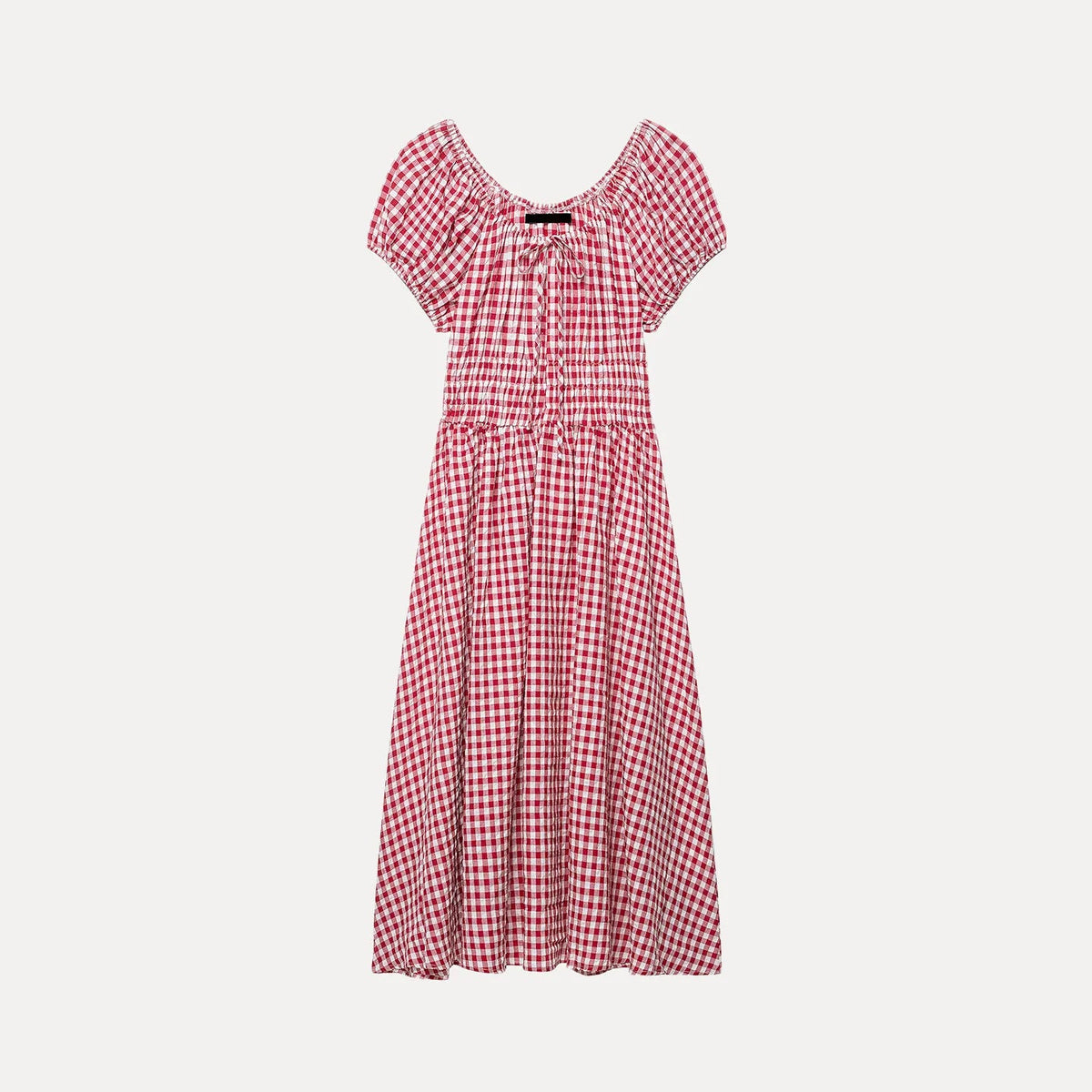 AIERTU  -  Elegant Long Bubble Sleeve Waist-Cinching Dress Women's Fashion Summer Casual Loose Fit A-Line Skirt Short Sleeve Aiertu