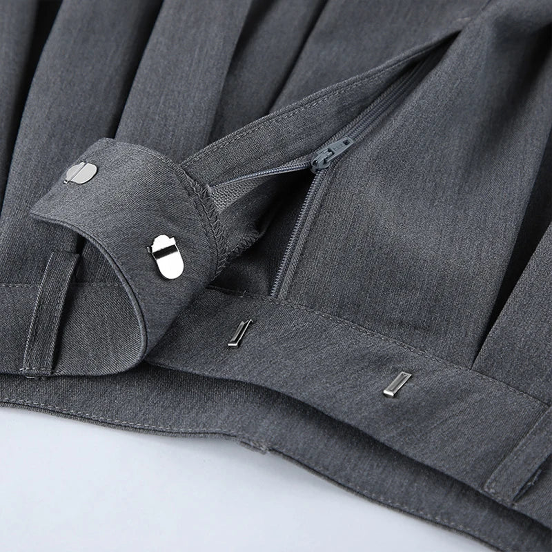 AIERTU  -  French Stylish Commuter Gray Pleated Harem Pants for Women Summer Fashion High Waist Chic Baggy Trousers with Pockets Aiertu