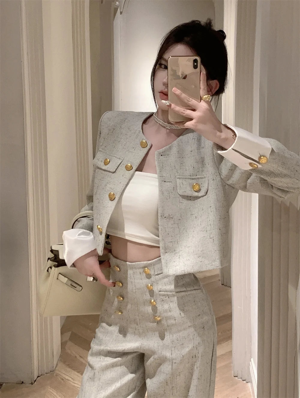 Aiertu High End Small Fragrance Two Piece Set Women Jacket Coat + Pant Sets Fashion Casual 2 Piece Sets Women Outfit Conjunto Femininos Aiertu