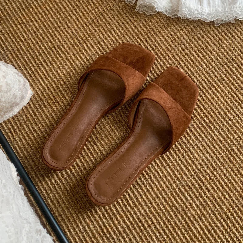 AIERTU  -  New Women Shoes Exquisite Square Head Flat Slippers for Woman French Style Vacation Casual Shoes Designer Shoes Zapatos De Mujer Aiertu