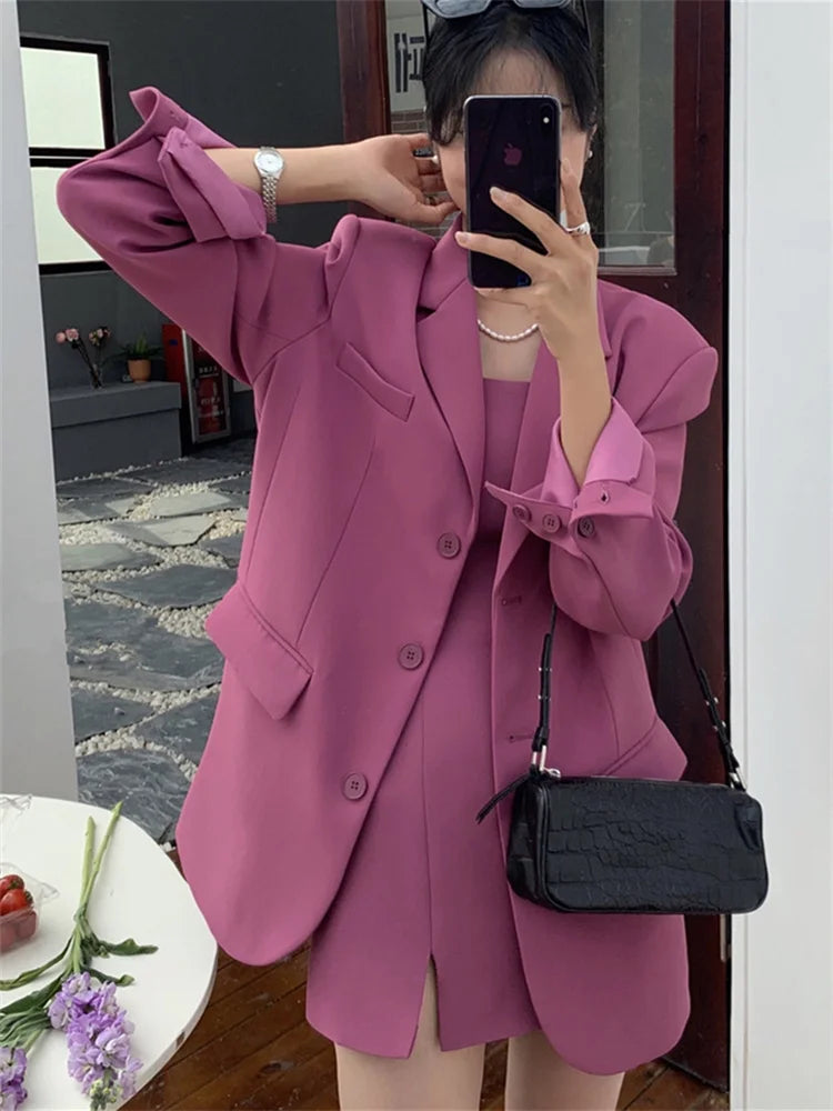 Aiertu Office Ladies Blazer Jacket Women Turn Down Collar Single Breasted Korean Casual White Vintage Outerwear Stylish Tops Aiertu