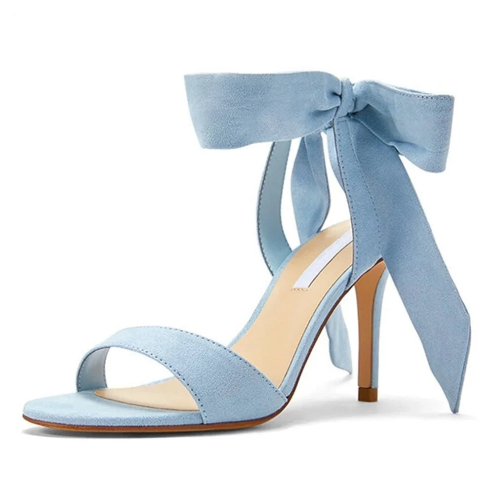 Aiertu  High Heel Solid Women's Stiletto Matte Bow Cross Straps Fashion Sexy Open Toe One Word Belt Sandals Women Aiertu