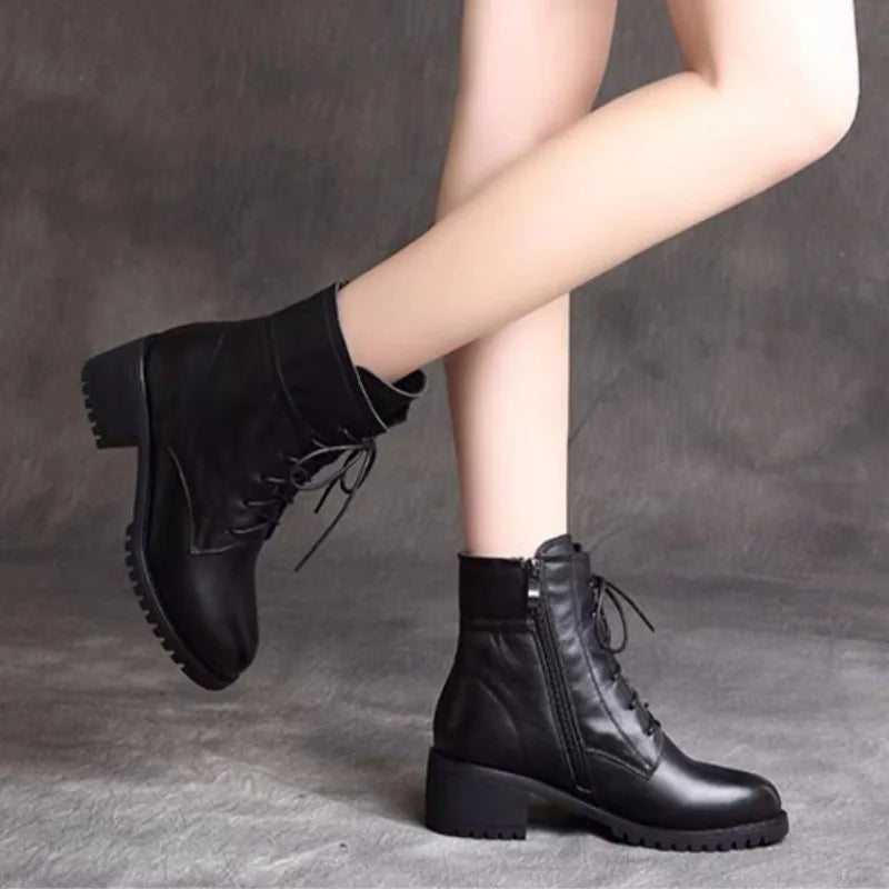 2024 High Quality Ladies Shoes Side Zipper Women's Boots Fashion Cross-tied Modern Boots Women Hot Sale Plus Size Ankle Boots Aiertu