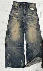 Aiertu Retro High Waisted Baggy Jeans Y2k Jeans Punk Hip Hop Ripped Jeans for Women Harajuku Rock Wide Leg Slouchy Pants Streetwear Aiertu