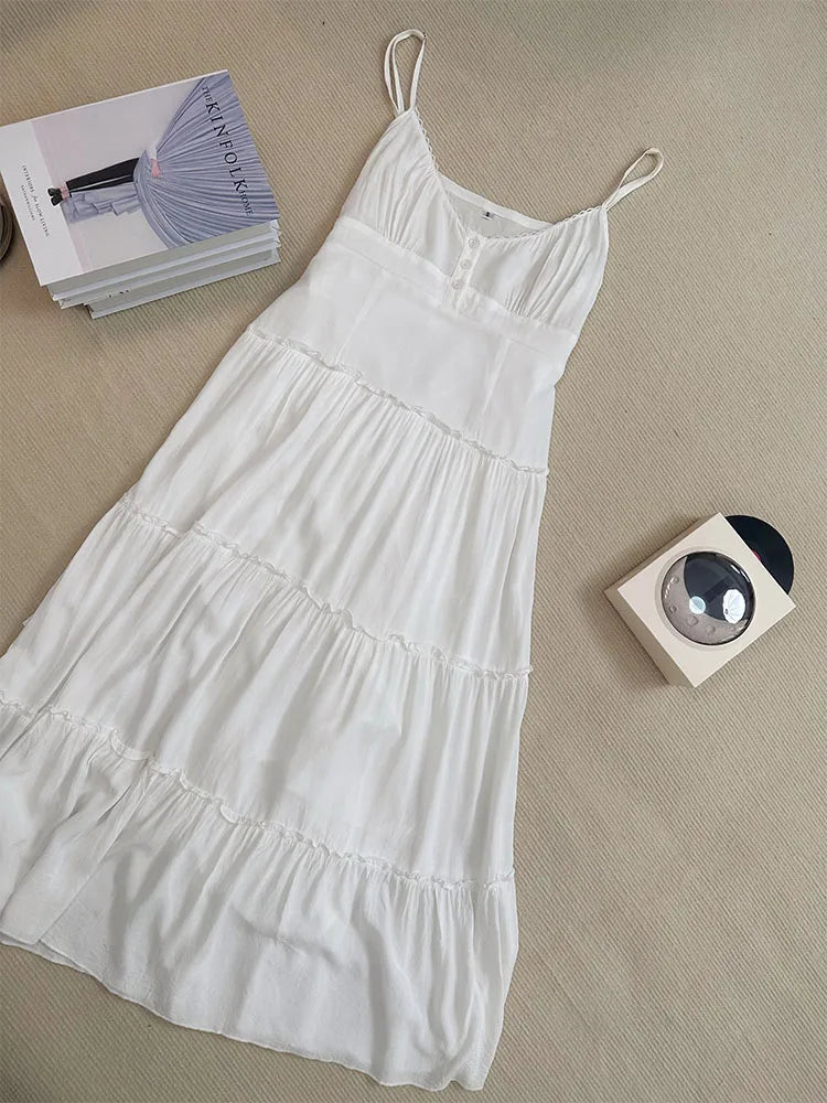 Aiertu Woman Gyaru A-Line Dress Hot Spaghetti Strap Dress Design Fairy Dress All-match Frocks Elegant One-Piece Patchwork Bandage Aiertu