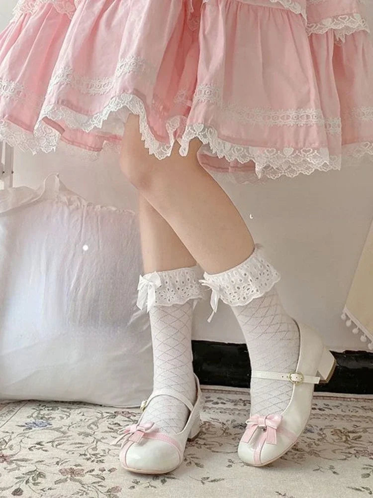 Aiertu Mary Janes Shoes Women Bow Retro Solid Vintage Round Heel Shoes Ladies Buckle Strap Causal Sweet Shoes 2024 Summer Aiertu
