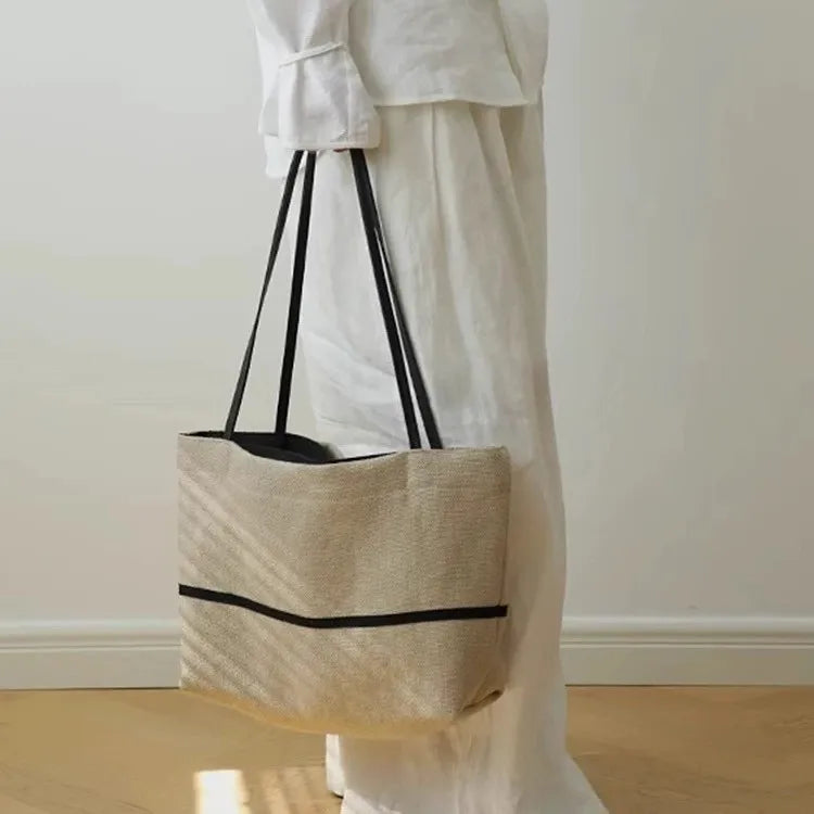AIERTU  -  Canvas Tote Bag for Women New Japanese Large Capacity Cotton Linen Shoulder Commuting Tote Bags Aiertu