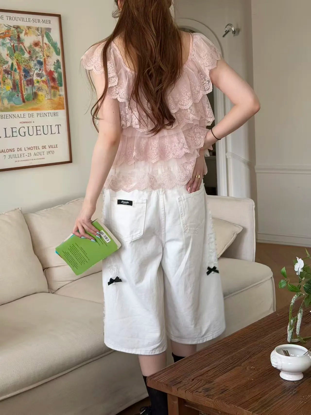 AIERTU  -  Korean Style Chic Fashion Summer Anti-Aging Lace Patterned Women's Shirt with Ruffle Sleeves Short Sleeve Versatile Fit Aiertu