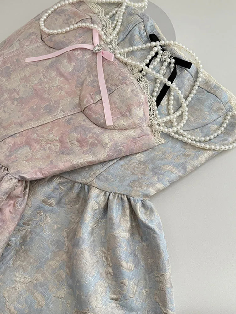 Aiertu French Elegance Lolita Dress Fashion Sweet Luxury Prom Gown Pearl Chain Party Prom Sleeveless Robe 2000s Aesthetic New Design Aiertu