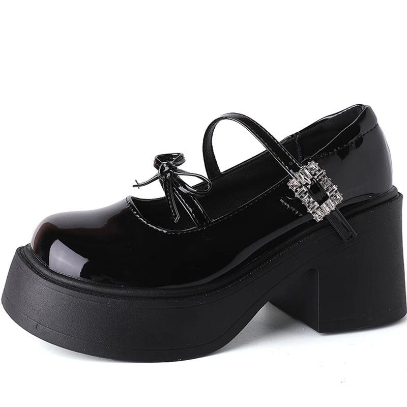 Aiertu Back  to school Platform High Heel Women Mary Jane Shoes Fashion Shallow Butterfly-knot Spring Autumn Ladies Dancing Party Prom Shoes Aiertu