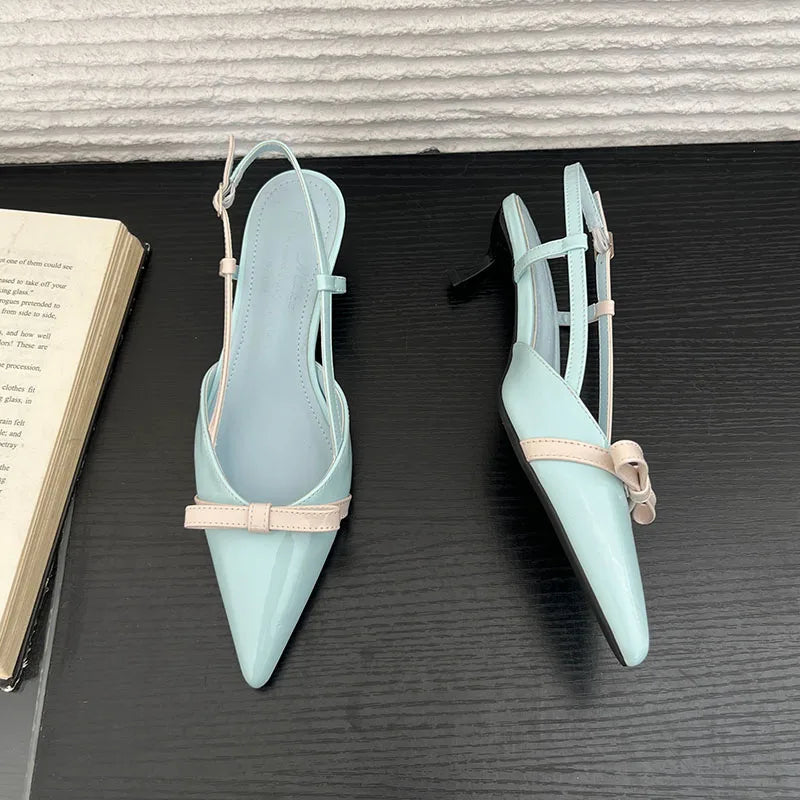 AIERTU  -  Bow Elegant Women's Sandals Summer Fashion Kitten Heels Dress Shoes Ladies Pointed Toe Slingbacks Women Heels and Pumps Aiertu