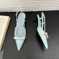 AIERTU  -  Bow Elegant Women's Sandals Summer Fashion Kitten Heels Dress Shoes Ladies Pointed Toe Slingbacks Women Heels and Pumps Aiertu