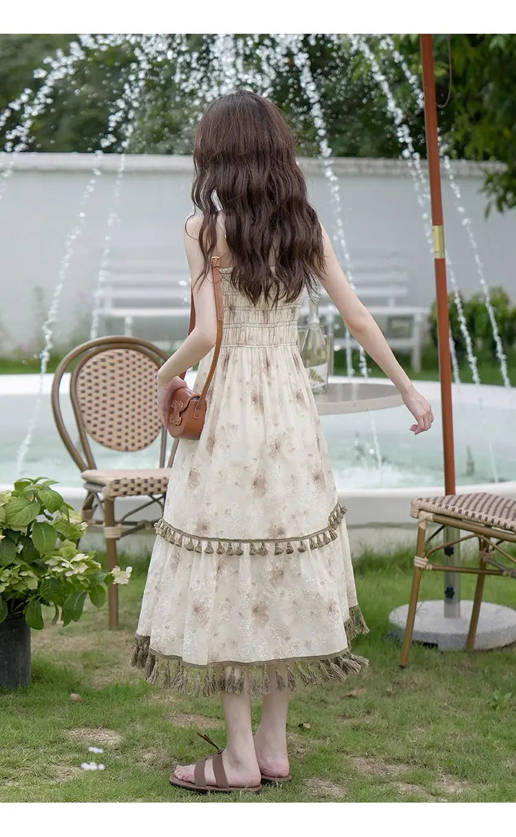Aiertu 2024 Autumn Vintage Elegant Slip Dress Women Casual Fashion Korean Style Floral Dress Female Beach Evening Party Vacation Dress Aiertu