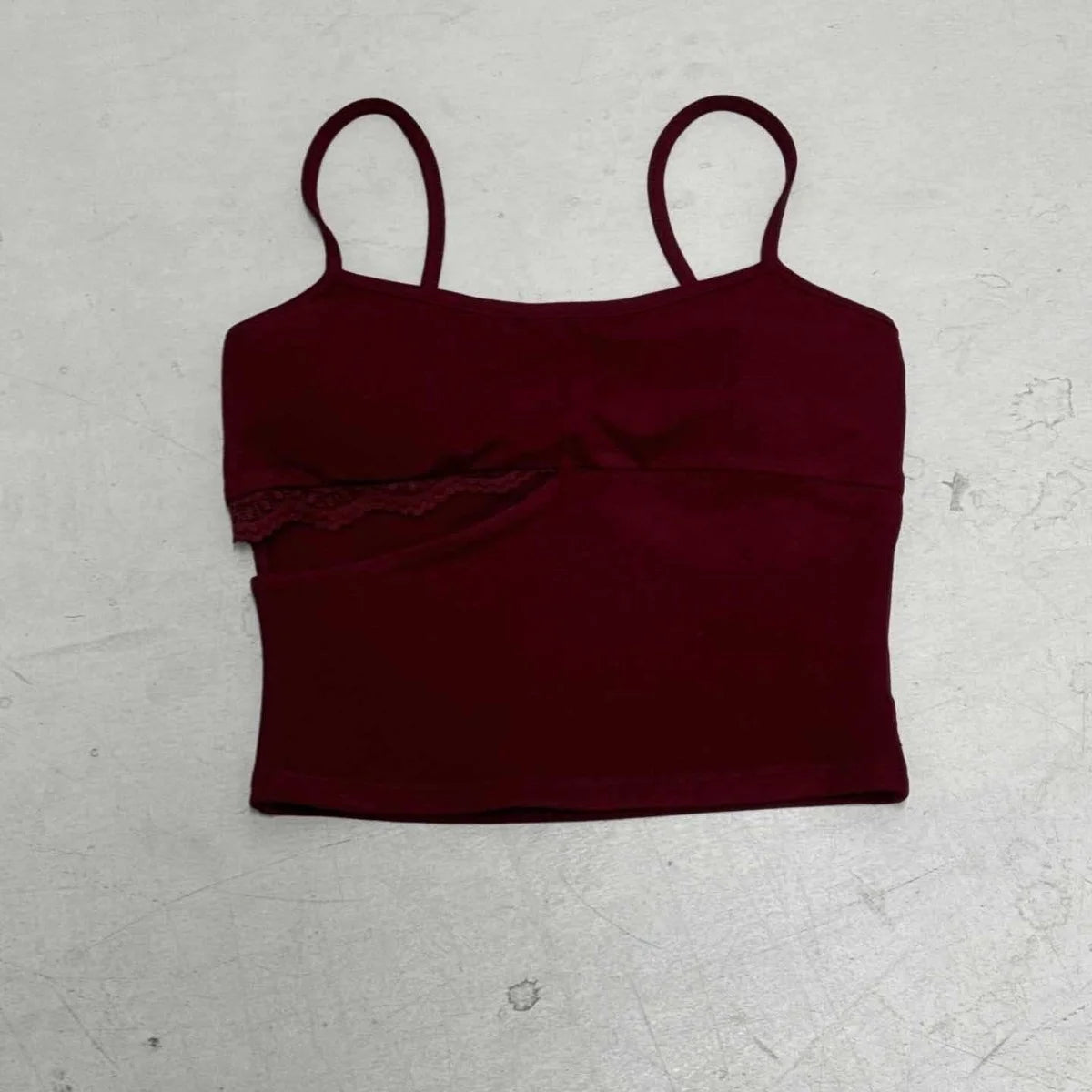AIERTU  -  Lace Splice Hollow out Design Sexy Strap American Hot Girl Street Style Slim Fit with Chest Pad Trendy Short Length Pu Aiertu