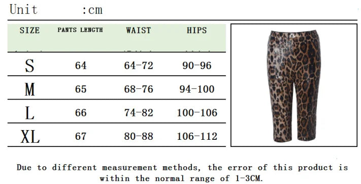 AIERTU  -  New Women Sexy Leopard Print Sequin Shorts Elastic Waist Stretch Slim Fit Hot Pants Night Club Party Streetwear Aiertu