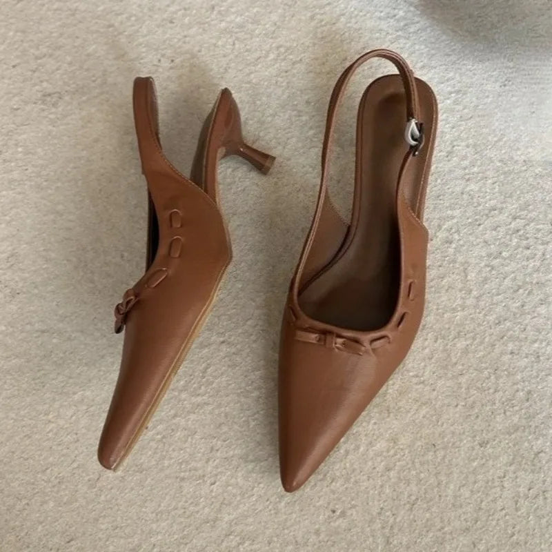 AIERTU  -  Patent Leather Sexy Pointed Toe Women Pumps New 2026 Elegant Slingback High Heels Dress Fashion Bowknot Sandals Tacones Mujer Aiertu