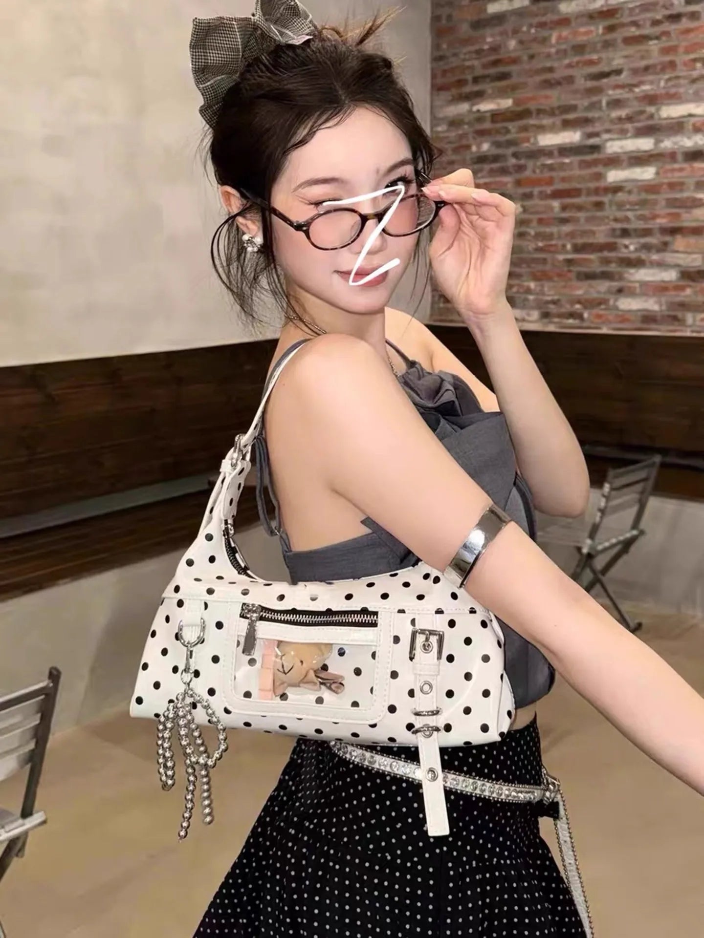 AIERTU  -  New Color-Block Polka Dot Underarm Bag White Transparent Outer Bag Design Women's Large Capacity Single Shoulder Crossbody Bag Aiertu