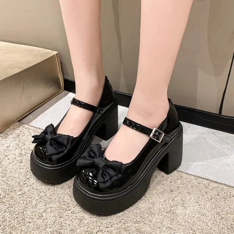 Aiertu Back  to school White Platform Heels Women Mary Jane Shoes Vintage Girls High Heel Platform Lolita Shoes Japanese Style College Student Shoes Aiertu