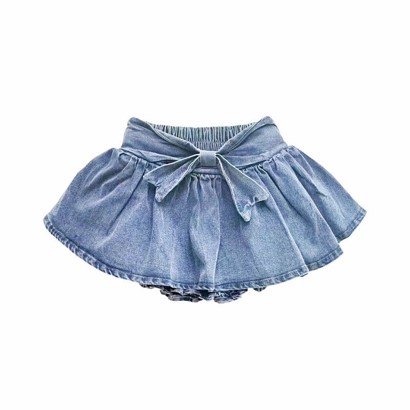Aiertu Denim Blue Sets Women Strapless Washed Slim Tanks Bow Designed Chic Mini Skirts Sexy Clubwear Summer Outfits Aesthetic Ruffles Aiertu